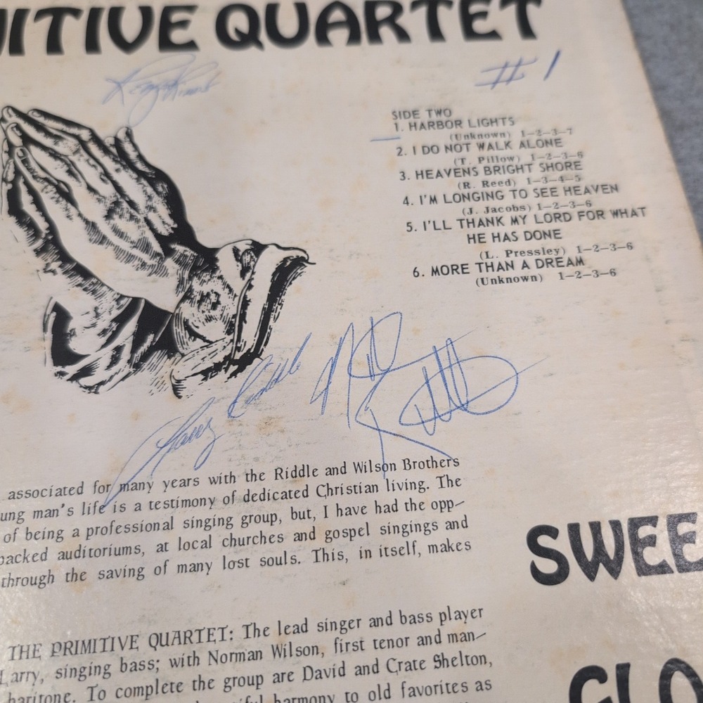 The Primitive Quartet Signed Vinyl When Jesus Brings Sweet Glory Down RS-149 LP - Picture 4 of 6
